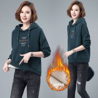 佚貌YIMAO 2021冬季新款休闲潮流连帽加绒刺绣卫衣加厚保暖舒适卫衣女