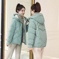 佚貌YIMAO 2021年冬季新款女装韩版休闲宽松口袋印字母连帽羽绒棉棉衣女