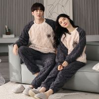 佚貌YIMAO 秋冬圆领套头情侣款睡衣家居服法兰绒宽松舒适小熊男女家居睡衣冬