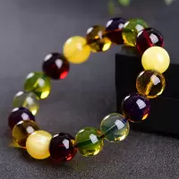 血珀手串琥珀蜜蜡男女款鸡油蜜蜡单圈蓝珀佛珠金珀手链情侣款 多宝蜜蜡单圈手链 珠子直径10mm