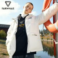 马克华菲加厚羽绒服男 2019冬季新款立领白鸭绒白色短款男士外套