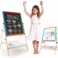 儿童画板双面磁性可升降支架试家用画画涂鸦小黑板画架