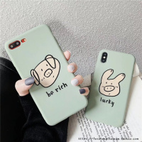 卡通小猪猪iPhoneX抹茶绿情侣手机壳苹果XsMax/8plus/7p/Xr/6sp壳
