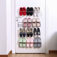 [双层棉拖鞋架]简易鞋柜壁挂式拖鞋架子浴室卫生间收纳粘贴免钉