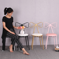 现代简约创意卧室公主梳妆台凳子北欧靠背化妆椅欧式铁艺美甲椅子