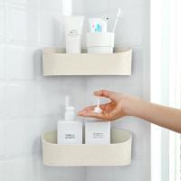 加厚墙上黏贴置物架简易免打孔洗刷壁挂墙壁式拐角层架用品收纳盒