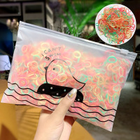 [2包 加粗1000根]韩版儿童一次性彩色小皮筋 女童橡皮筋袋装创意礼品