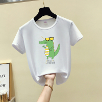 2019夏季复古港味小众圆领纯白色t恤女短袖宽松鹿头上衣