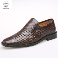 老人头2020男士凉鞋皮鞋夏季皮凉鞋男洞洞鞋透气镂空白色商务正装休闲鞋