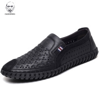 老人头2020新款夏季凉鞋男真皮透气男士休闲鞋男皮鞋镂空洞洞皮凉鞋男驾车鞋