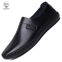 老人头春季2020新款男士休闲皮鞋英伦真皮百搭套脚男鞋子软底驾车男单鞋