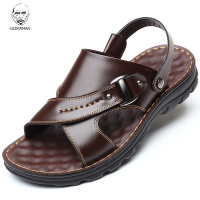 老人头2020凉鞋男潮夏季休闲两用防滑厚底皮凉鞋男士拖鞋中年沙滩凉拖鞋真皮