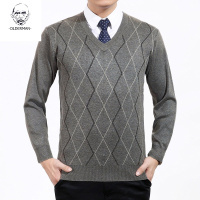 老人头2020中老年男士羊毛衫中年男装休闲鸡心领毛衣冬季爸爸装父亲针织线衫