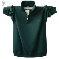 老人头2020男士T恤长袖秋衣加肥加大码运动上衣春秋装爸爸翻领肥佬衫胖人潮