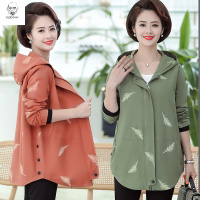 老人头2021中老年女装夹克加肥加大码外套春装中年妈妈装大码时尚休闲风衣