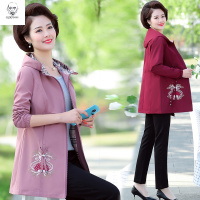 老人头中老年女装夹克风衣外套春装新款2021新款加大码中年妈妈装宽松