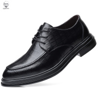 老人头2021男士正装皮鞋男夏季透气真皮尖头商务休闲结婚新郎软皮软底英伦风