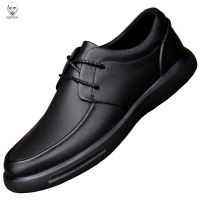 老人头2021秋季男休闲皮鞋真皮头层牛皮厚底软面皮时尚舒适系带商务男鞋