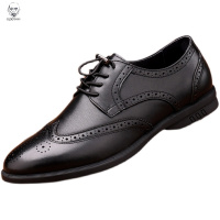 老人头2021秋季男士真皮英伦圆头黑色潮流德比商务布洛克花皮鞋男鞋子