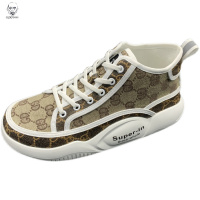 老人头2021小丑鞋男新款秋季透气帆布鞋男士高帮板鞋厚底休闲运动面包鞋