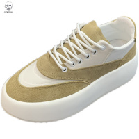 老人头2021男士增高松糕鞋秋季新款透气真皮帆布鞋潮流韩版厚底休闲板鞋