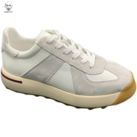 老人头2021潮流男鞋新款秋季透气帆布鞋潮流韩版真皮休闲运动厚底松糕鞋