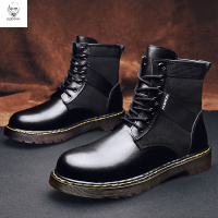 老人头2021靴子男秋季新款黑色英伦风真男士真皮马丁靴休闲复古工装靴子