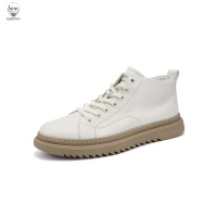 老人头2021欧洲站男鞋秋季新款高帮板鞋男真皮透气厚底登山靴子ro白色高邦鞋