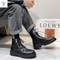 老人头2021新款青年马丁靴男高帮英伦风ins中帮潮鞋工装黑色机车秋冬季男靴