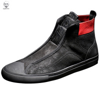 老人头2021秋冬季保暖加绒高帮男鞋板鞋真皮休闲鞋潮流平底短靴英伦棉鞋