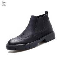 老人头2021高邦鞋男士休闲高帮皮鞋英伦青年潮复古拉链手工软底耐磨增高鞋男