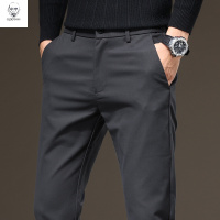 老人头2021秋季黑色休闲裤男士宽松直筒裤潮牌简约商务长裤子男装西裤松紧腰