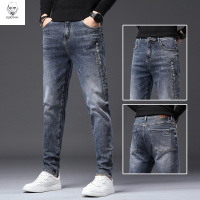 老人头2021年新款男士纯棉牛仔裤宽松直筒秋季潮牌修身小脚长裤子春秋款