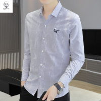 老人头2021秋季长袖衬衫男商务休闲青年男装韩版修身衬衣春装薄款寸衫潮