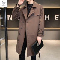 老人头2021风衣男中长款春秋款新款大衣英伦风休闲外套男士韩版潮流秋季