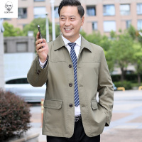 老人头2021爸爸装纯棉外套中年男士秋冬季休闲夹克衫中老年新款男装上衣