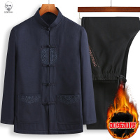 老人头2021中老年棉衣男冬季加厚保暖纯棉老粗布唐装棉袄棉裤中式复古爸爸装