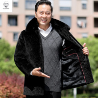 老人头2021冬季中老年人毛呢大衣男士爸爸冬装外套羊毛呢子长款加绒加厚风衣
