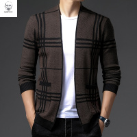 老人头2021针织衫外套男春秋款开衫毛衣男士爸爸无扣毛衫年新款秋冬男装