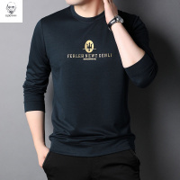 老人头2021高端秋季长袖T恤男春秋新款圆领宽松男士中年休闲打底衫男装