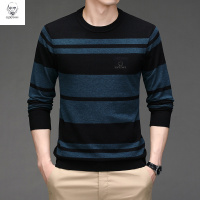 老人头2021休闲毛衣男秋季新款春秋中老年上衣打底男士针织衫圆领爸爸装