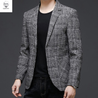 老人头2021格子小西装男休闲西服外套春秋新款秋季男士单件上衣修身韩版