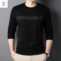 老人头2021高端秋季长袖T恤男春秋新款圆领宽松男士中老年男装休闲上衣