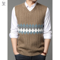 老人头2021男士无袖背心男春秋针织马甲毛衣秋季中老年秋冬马褂坎肩爸爸男装