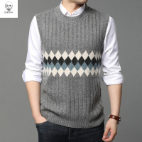 老人头2021针织毛衣马甲男背心春秋坎肩无袖男士新款秋季中老年爸爸马褂