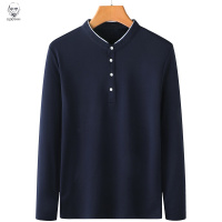 老人头2021爸爸长袖T恤秋装立领中年男士上衣中老年人男装打底衫春秋季衣服