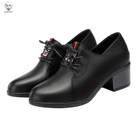 老人头2021妈妈鞋单鞋春秋中跟真皮软底舒适女鞋中年鞋子春秋季女士深口皮鞋