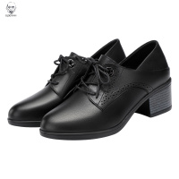 老人头2021妈妈鞋真皮单鞋软底舒适粗跟年新款春秋季中粗跟中老年女皮鞋