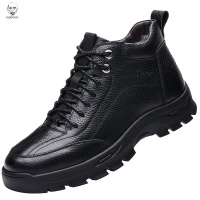 老人头2021冬季头层牛皮棉鞋男士真皮羊毛冬鞋休闲高帮棉皮鞋加绒保暖雪地靴