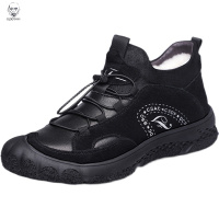 老人头2021冬季男士棉鞋真皮羊毛加厚高帮男鞋子皮毛一体加绒保暖休闲棉皮鞋